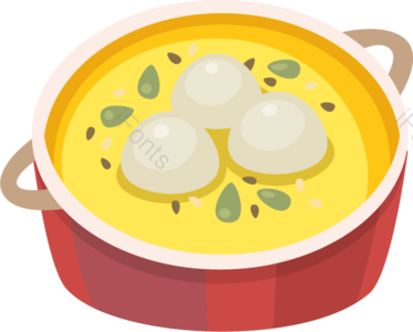 汤锅 黄色 白色 点 回合 蔬菜 美味的 红色