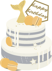派对假日蛋糕女孩卡通方灰色黄色 生日 生日蛋糕