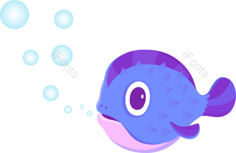 动物 大眼睛 小鱼 气泡 插画家 泡泡鱼可爱的鱼 紫色鱼 鱼矢量图