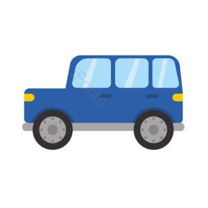 汽车 蓝色 扁平 侧面 简约 可爱 车
