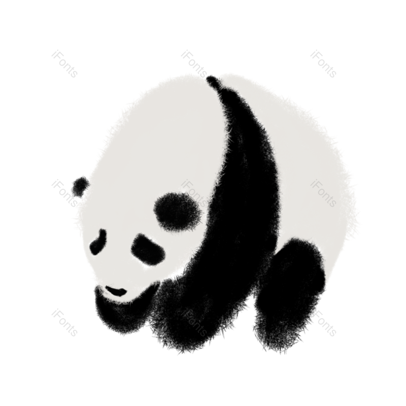 水墨图片,黑白元素,动物PNG,可爱免抠素材