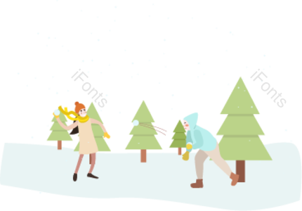 冬季 关 小男人 插图 极简主义者 雪地 雪球 游戏