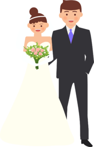 新人形象 新人 婚礼 婚纱 手绘 西装 卡通 白色