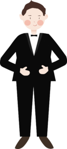 动画片 场景 正式穿着 男性的 礼服 娶亲 男士西装 黑色