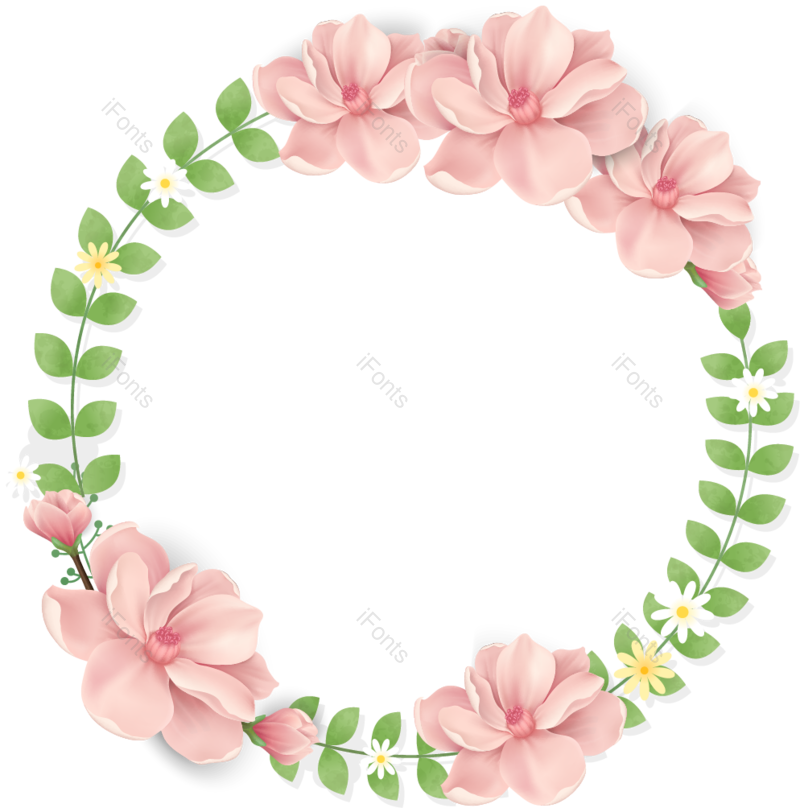边框图片,清新元素,粉色玫瑰PNG,花环免抠素材