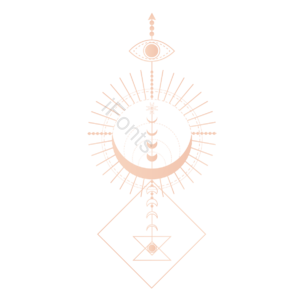 插画 占卜 命盘 星系 月亮 眼睛 天文 黄色