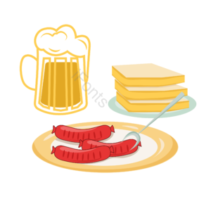 啤酒 香肠 酒杯 碰杯 美食 德国 面包 叉子