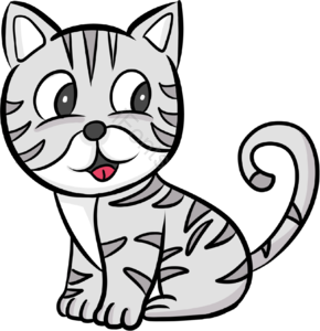 手绘 卡通 可爱 插画 小猫 猫咪 猫 灰色