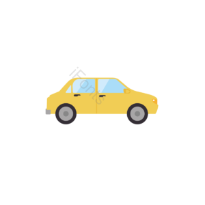 汽车 黄色 扁平 简约 创意 车