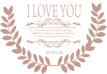 插画 婚礼 日本 花草边框 绿叶 花草 love