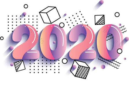 2020年 孟菲斯 几何 商务 梯度 字体 新年 斑点