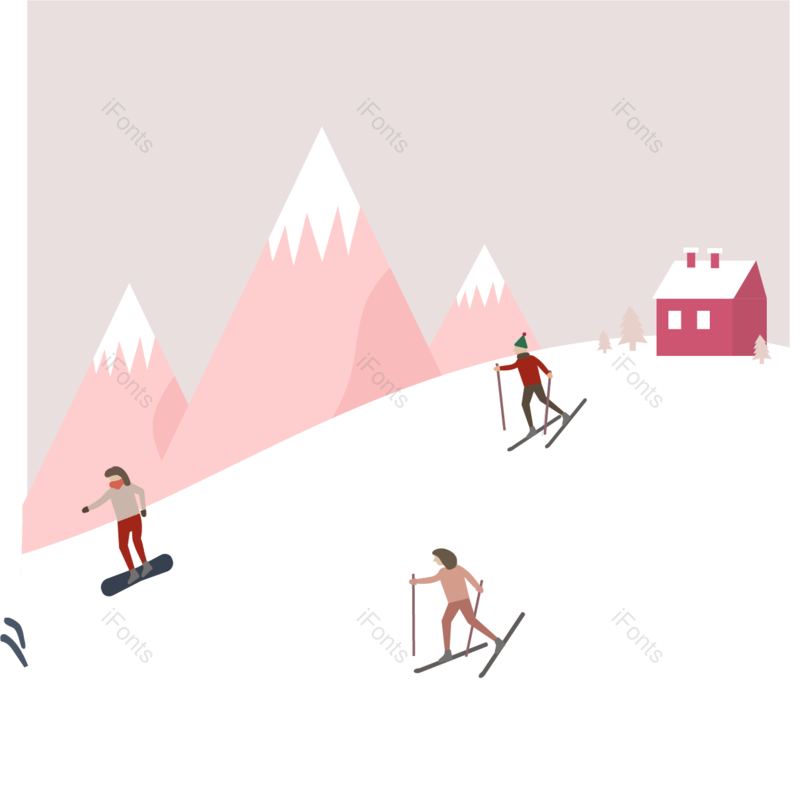插图图片,雪山元素,数据PNG,韩国风格免抠素材