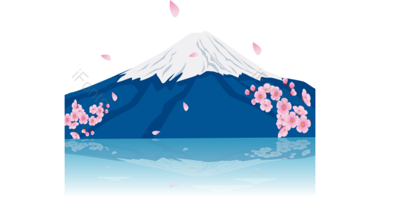 旅游 日本 富士山 旅游胜地 富士山的樱花 粉色 蓝色 旅游标签