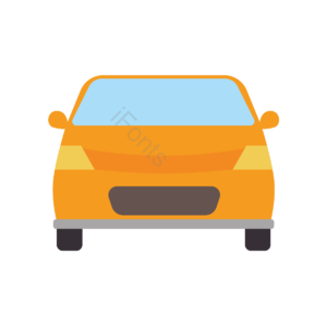 汽车 黄色 正面 矢量 简约 扁平