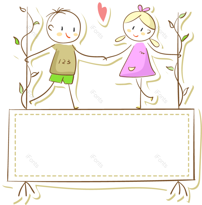元素图片,插画元素,文本框PNG,小女生免抠素材