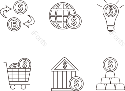 金币 购物车 金条 银行 互联网经济 金融 比特币 矢量
