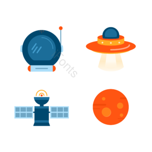 创意贴纸 宇航员 不明飞行物 星球 火星 人造卫星 宇宙 太空