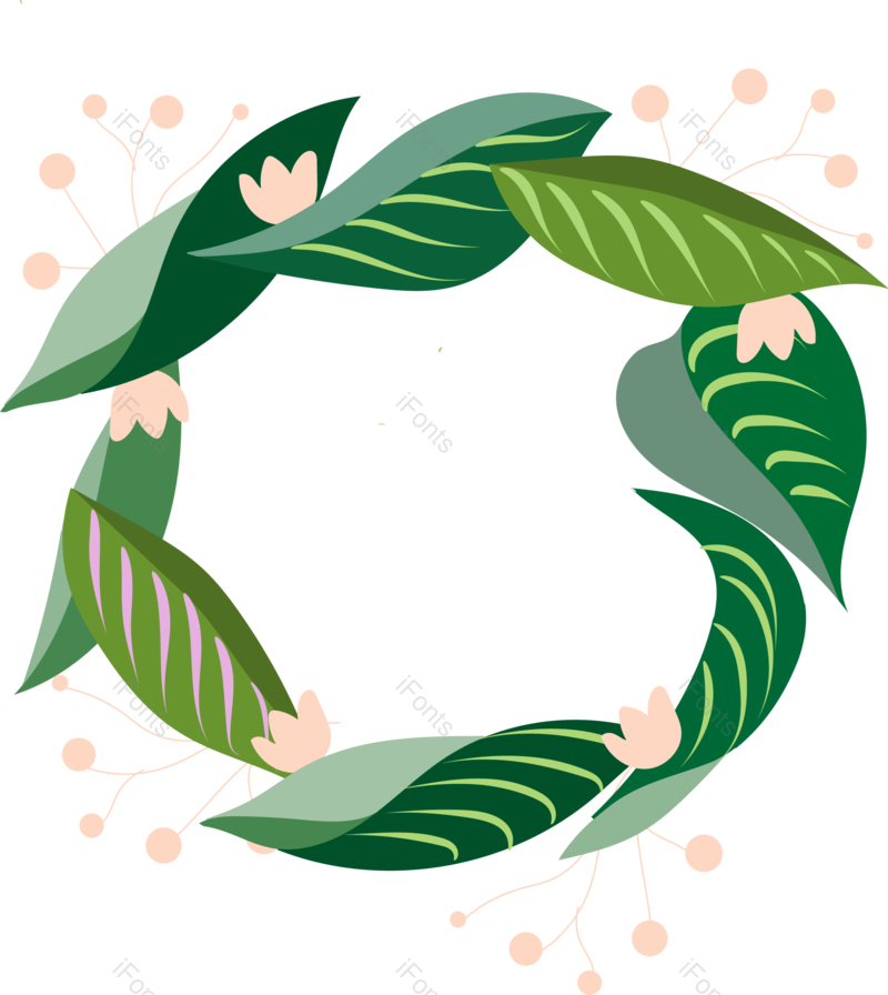 叶子图片,清新元素,花环PNG,插画免抠素材