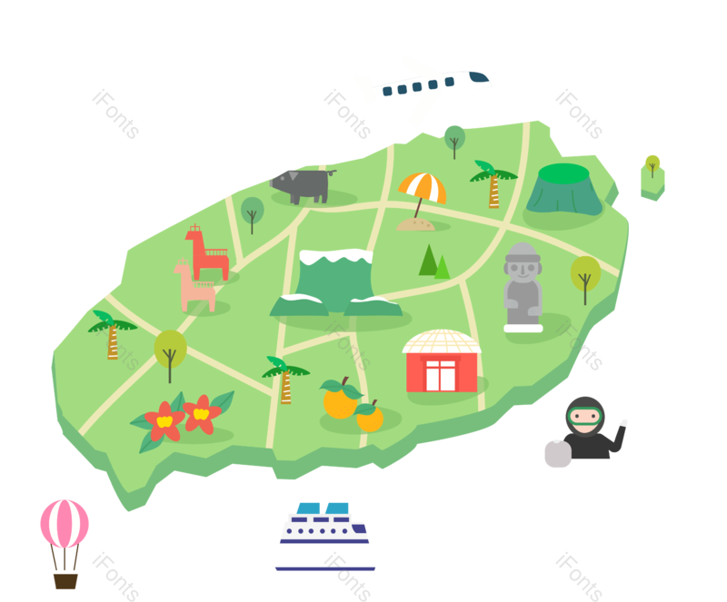 韩国地图图片,韩国旅行元素,地图PNG,旅行免抠素材