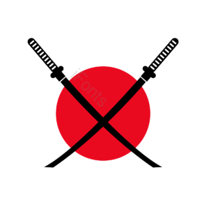 剪影 阳光 日本 武士剑 向量 红色 锋利的 黑色