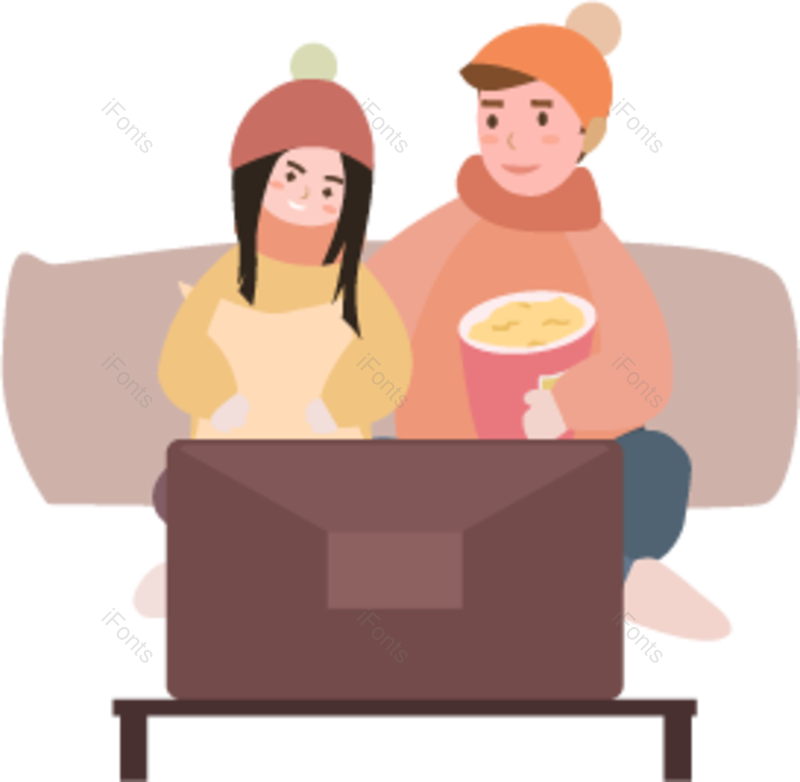 插图图片,看电视元素,情人PNG,爱心免抠素材