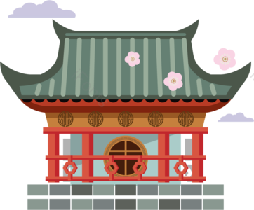日本 唐招提寺 地标建筑 传统 寺庙 建筑 景点 矢量