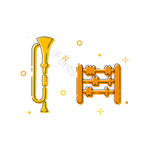 乐器 小号 音乐 几何 加号 圆圈 点 MBE风格