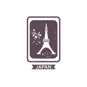 日本 东京塔 樱花 旅行 复古 印章 创意