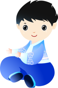 男孩 卡通男孩 卡通人物 条纹 帅气的卡通男孩 可爱 韩服 蓝色