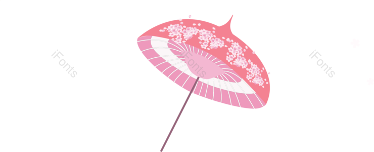 插画 手绘 日本 拼色 立体 雨伞