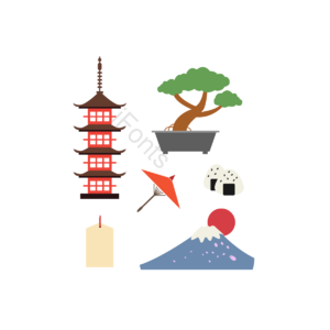 日本 盆景 富士山 樱花瓣 红日 和伞 寿司 皇居