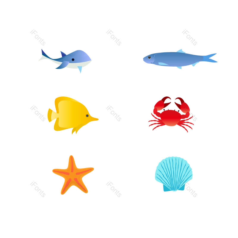 卡通图片,插画元素,蓝色PNG,螃蟹免抠素材