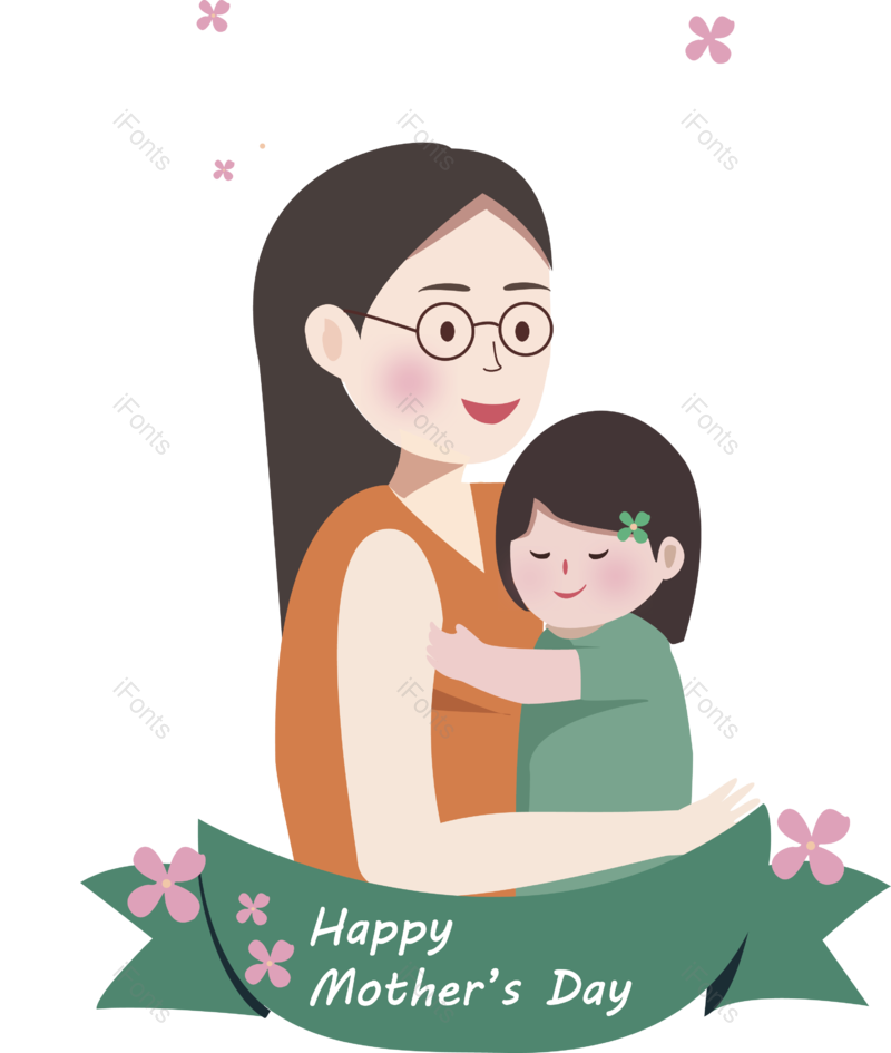 母亲节图片,卡通元素,妈妈PNG,扁平免抠素材
