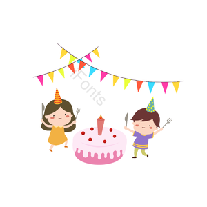 动画片 萌萌 可爱 儿童幼儿 男孩 丫头 色带 生日蛋糕
