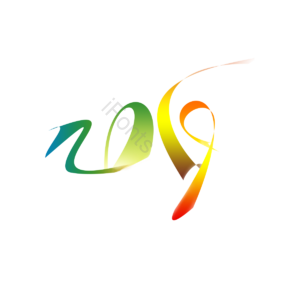 时尚  动画片  抽象  梯度  2019  数  新年  文字艺术