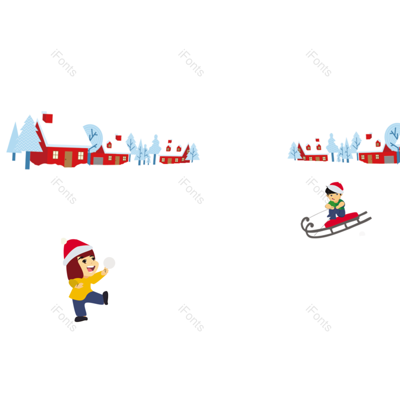 雪景图片,雪地元素,房屋PNG,冬天免抠素材