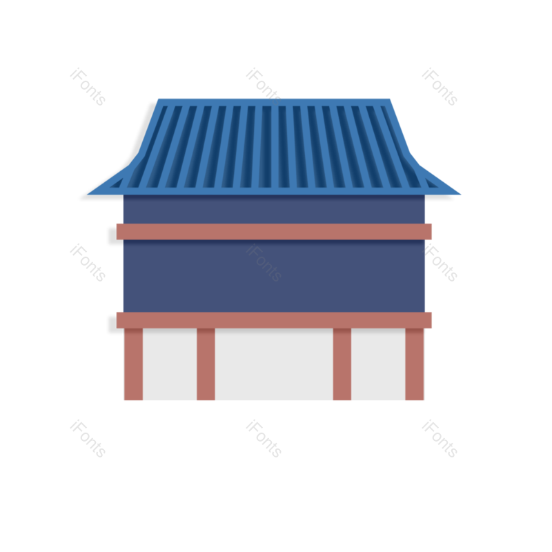 插图图片,蓝色元素,简单PNG,屋檐免抠素材