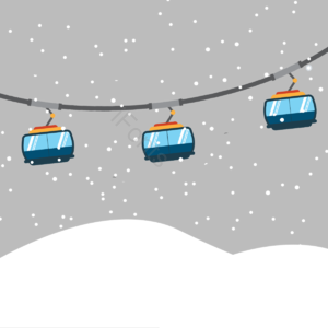 索道  缆车  动画片  观光  雪山  观光车  雪花  山峰