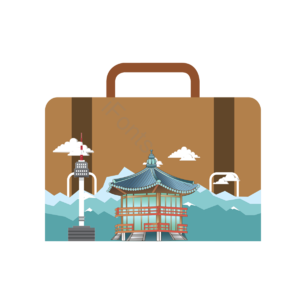 韩国 旅行 假日 名胜 图案 韩国之旅 手绘 动画片