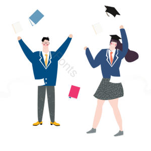 动画片 手绘 男孩 女孩 字符 学校 同学 毕业