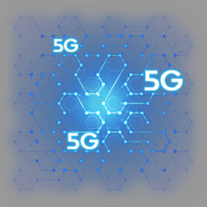 蓝色 点 创作的 5G 网络 元件 曲线 固体白色