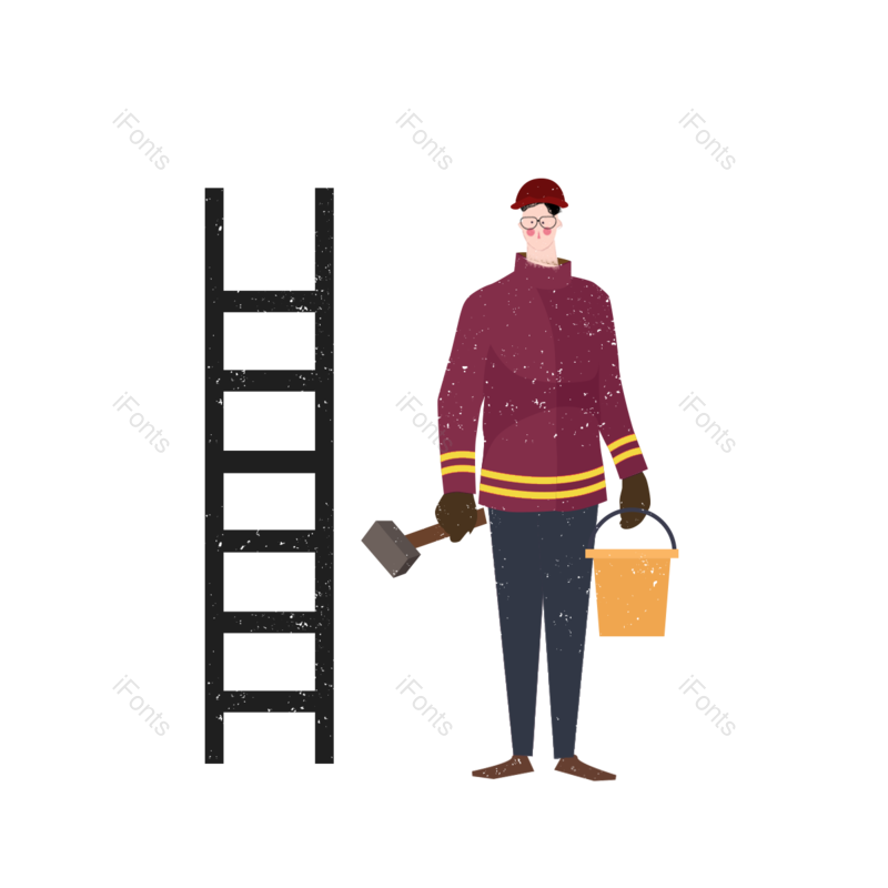 动画片图片,黑色元素,工作PNG,工人免抠素材