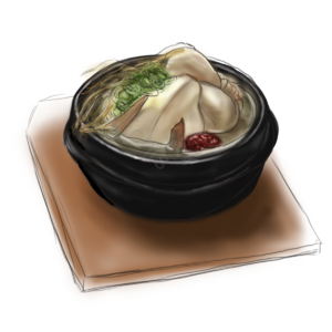 手绘 沙锅 餐饮 分子 红枣 棕色 黑色 木