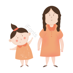 字符 家庭 女 孩子们 女孩 可爱 女孩剪贴画 家庭剪贴画