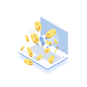 电脑 金币 金融现场 科学和技术的插图 技术立体图 25d金融业 25d传染媒介企业例证 数据