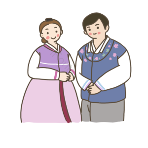 伴侣 韩国设计 传统服饰 新年 新鲜 插图 动画片 动画片