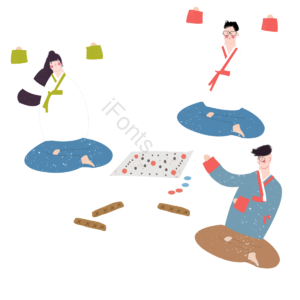 传统的新年活动 家庭 木西洋棋棋子 人 女人 白色 绿色 浅色