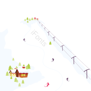 雪山 滑雪 手绘插图 冬季 冬季 雪 冬天的景色 雪景