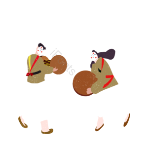 新年的传统活动 人 女人 敲锣 播放鼓 文化活动 传统 手绘插图