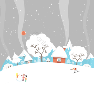 玩 冬季 冬季 雪 雪景 装饰图案 屋 树